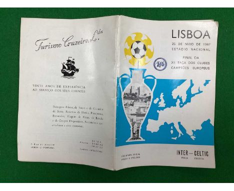 1967 European Cup Final Programme, Glasgow Celtic v. Inter Milan, in Lisbon, later price stamp to cover