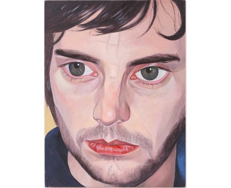 James Hague (b.1970), Portrait of Jason, oil on board, 25.5 cm x 19 cm, unframed.