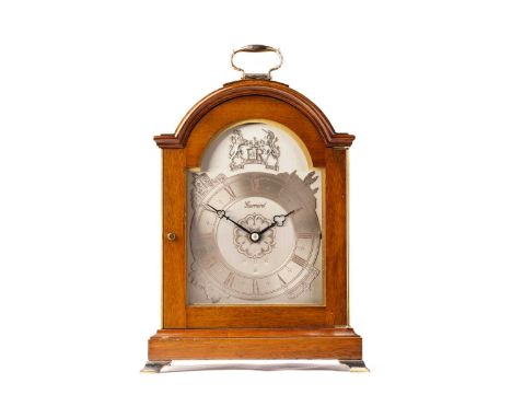 A J.W. Elliott for Garrard limited edition Silver Jubilee commemorative mantel clock, with arched case, enclosing a hallmarke