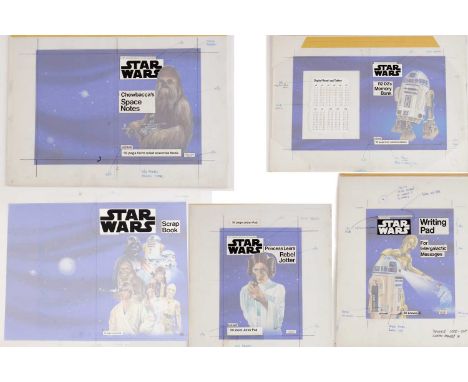 A collection of five items of original 1977 Star Wars artwork, created for Letraset, who 20th Century Fox officially licensed