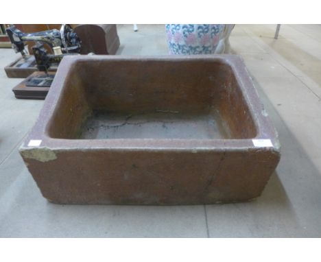 A Victorian saltglazed garden trough 