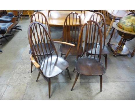 A set of five Ercol Golden Dawn elm and beech Quaker chairs 