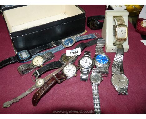 Miscellaneous Gents watches including Casio, Cyma, Seiko, Rotary Super Sports, Omega Seamaster quartz day date (a/f), etc.