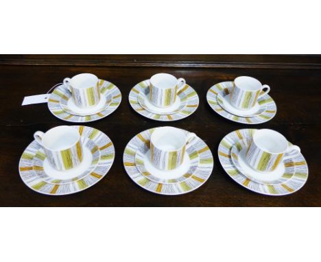 Midwinter retro coffee set comprising six cups, six saucers and six side plates (a lot) 