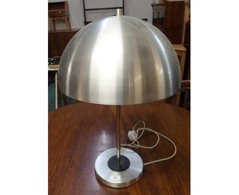 A mid 20th century table lamp with domed brush steel shade in the manner of Hala Zeist, 62cm high Condition Report:Available 