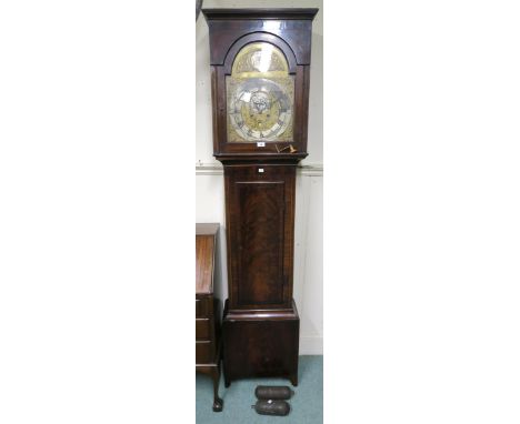 A 19th century mahogany cased Matthew Wylie Paisley grandfather clock with brass and silvered dial bearing Roman and Arabic n