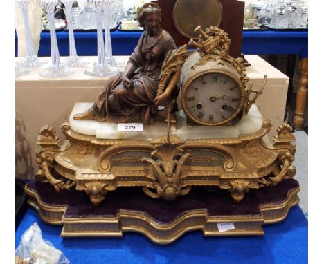 An alabaster and ormolu clock Condition Report:As found