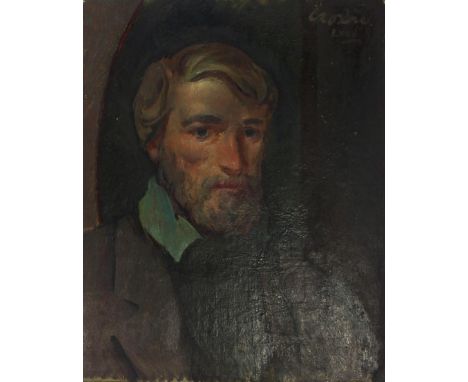 WILLIAM CROSBIE RSA RGI (1915-1999) SELF PORTRAIT 1969 Oil on board, signed upper right, 51 x 41cm&nbsp; Title inscribed vers