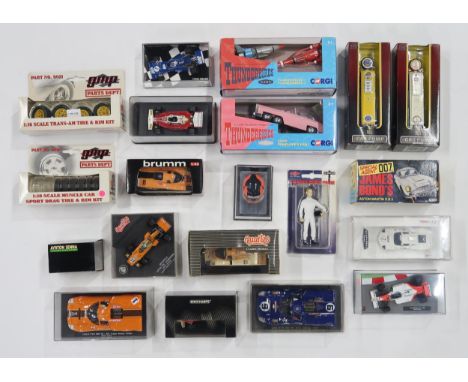 Assorted boxed scale model vehicles and parts, to include GMP 1:18 scale wheels and tyres, two die-cast 1:18 scale American g