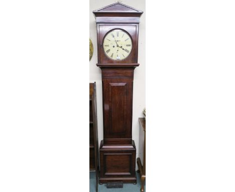 A 19th century mahogany cased Scottish D Duff Paisley grandfather clock with circular painted dial bearing roman numerals and