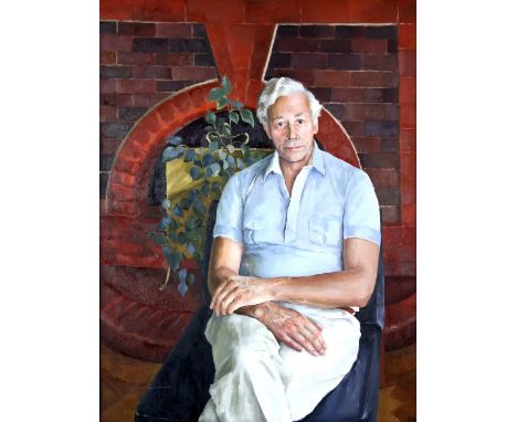 A portrait of Dr Eric Sklar, monogrammed PMW, oil on canvas, 82 x 62 cm. Together with a preparatory charcoal sketch 36 x 29 