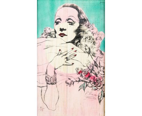 After Frank Martin / Psaier 73, limited edition print on fruitwood, 'In the Savoy Hotel' 11/15,  36cm x 21cm. The Upstairs Ga