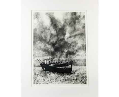 Michel Ciry (French, 1919-2018). Limited edition print of a moored boat, 7/120 signed and dated 1963. 56cm x 42cm .    