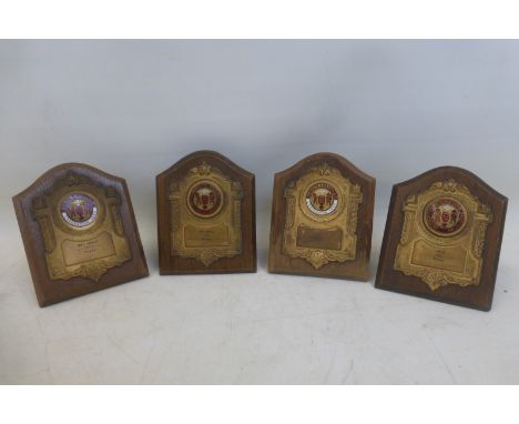 Four British Railways part enamel metal presentation plaques for 1952 and 1953, two marked Athletic Association, the other tw