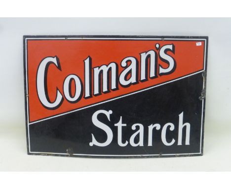 A Colman's Starch rectangular enamel sign in good condition, 24 x 16".