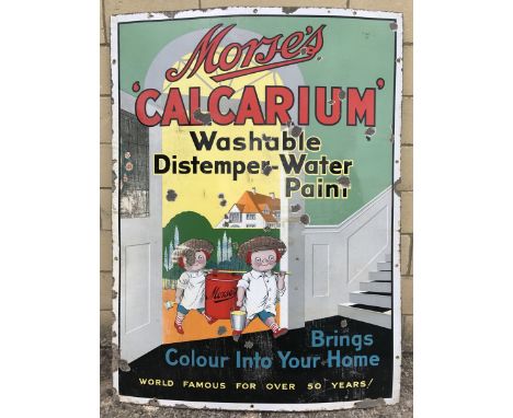 A rare Morse's 'Calcarium' distemper pictorial enamel sign, 36 x 48".