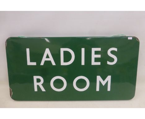 A Southern Railway green and white enamel 'Ladies Room' rectangular enamel sign, with very good gloss, 24 x 12".