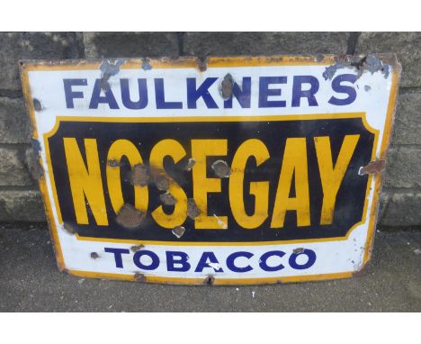 A Faulkner's Nosegay Tobacco rectangular enamel sign, 36 x 24".