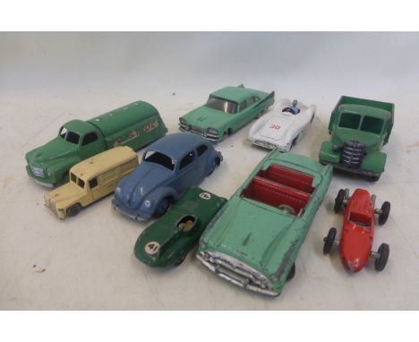 DINKY Toys - a small selection of unboxed models including Mercedes Benz no.237, also three Lesney models including a Jaguar 