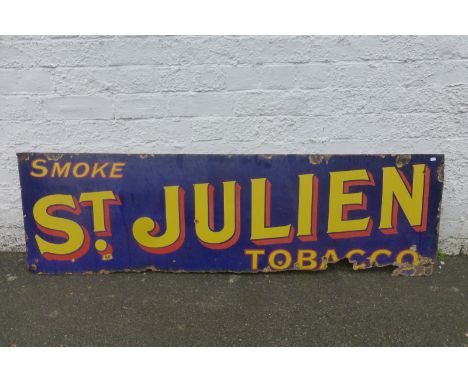 A Smoke St. Julien Tobacco rectangular enamel sign, 60 x 17". 