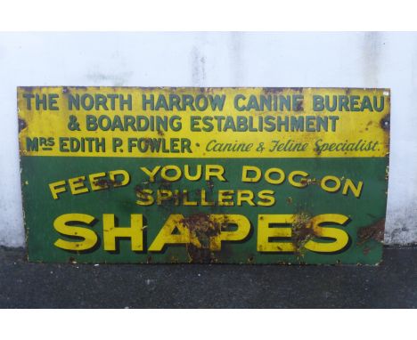 A pair of Shapes/Winalot rectangular enamel sign, one headed: The North Harrow K9 Bureau and Boarding Establishment, both rel
