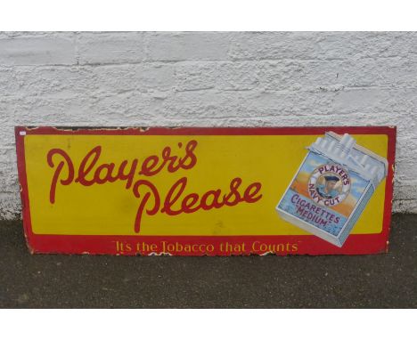 A Player's Please part pictorial rectangular enamel sign with packet image.