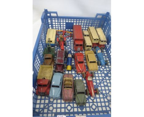 A selection of playworn Dinky Toys including a Guy Slumberland van.