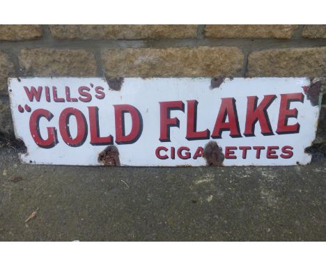 A Wills's 'Gold Flake' Cigarettes rectangular enamel sign, 34 x 10".