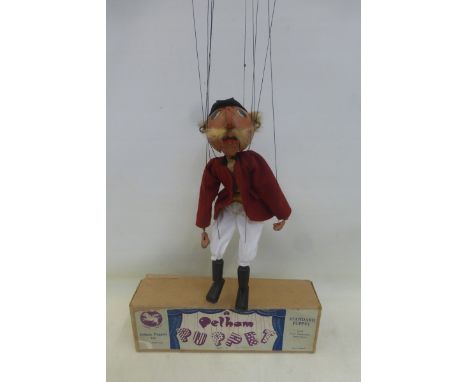 A rare early 1950s 'Huntsman' Pelham Puppet, moustache intact and original clothing (trousers are included but replacements a