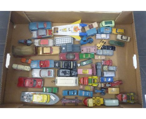 A box of mixed die-cast models to include a Corgi Aston Martin, Dinky and Lesney etc.