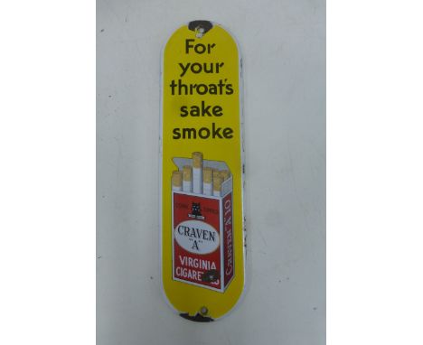 A Craven 'A' part pictorial enamel finger plate with excellent gloss, 3 x 11".