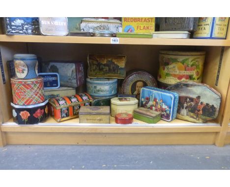 A shelf full of tins including Pascall Fruit Bonbons.