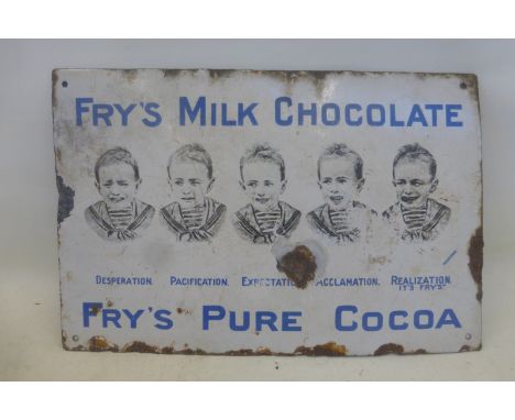 An early Fry's 'Five Boys' rectangular enamel sign, 17 1/2 x 12".