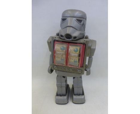 A plastic Super Robot in the manner of a Storm Trooper from Star Wars, made in Hong Kong, possibly by H.K. Star. 