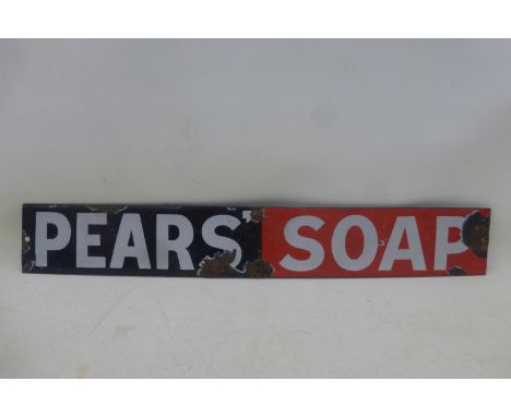 A Pears' Soap enamel strip sign, 18 1/2 x 2 3/4".