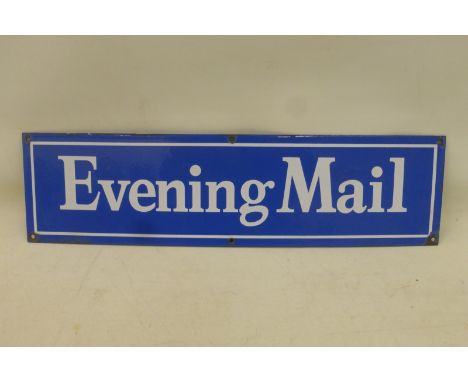 A rectangular enamel sign advertising 'Evening Mail', in excellent condition, 19 x 5".