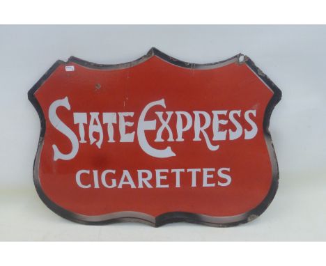 A State Express Cigarettes shaped double sided enamel sign, 22 x 16".