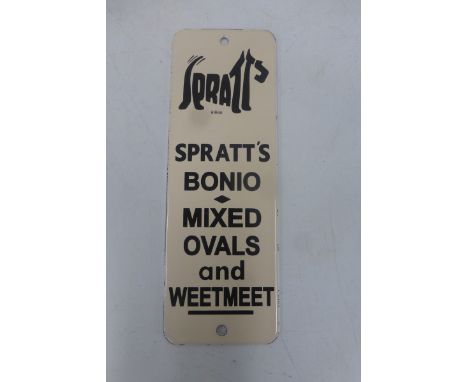 A decorative Spratts Bonio Mixed Ovals and Weetmeet enamel fingerplate in near mint condition, 2 3/4 x 8".