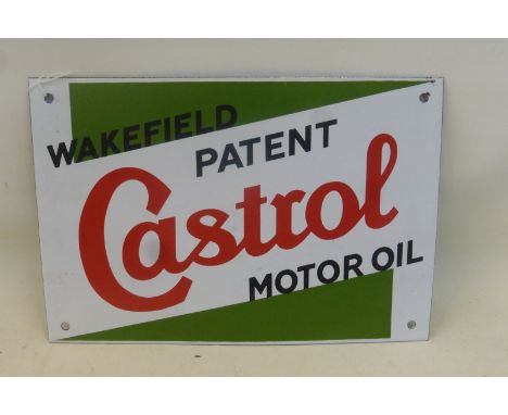 A reproduction Wakefield Castrol enamel sign, 10 1/4 x 7".