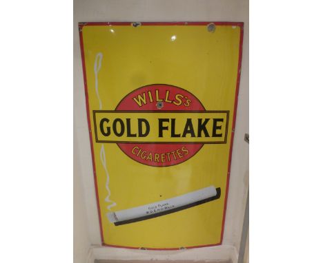 A large Wills's Gold Flake Cigarettes pictorial enamel sign, 36 x 60".