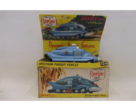 A boxed Dinky Toys Spectrum Pursuit vehicle direct from Captain Scarlet and The Mysterons, no. 104, complete with inner pictu