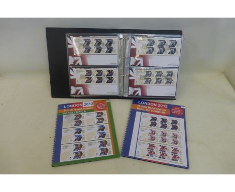 London 2012 - an album of first day covers, and two smaller albums, one containing first day covers relating to the 29 gold m
