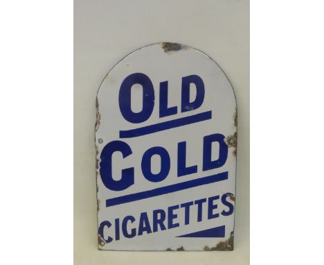 An Old Gold Cigarettes dome topped enamel sign, with good gloss, 8 x 12". 