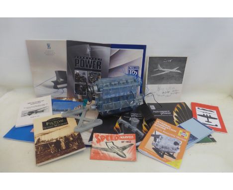 A Haynes International Combustion Engine and a quantity of aeronautical related ephemera including a set of signatures.