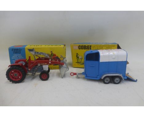 CORGI TOYS - Massey Ferguson 165 Tractor with Shovel, no. 69, very good condition, box good; also CORGI TOYS - Rice's Beaufor