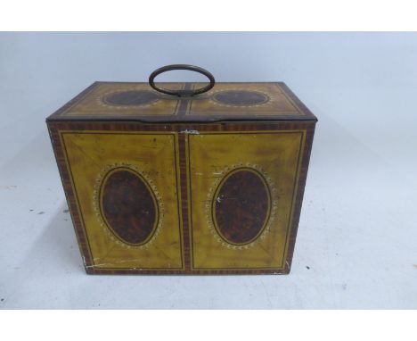 A Willing, Crawford and Sons Ltd. biscuit tin in the form of a Georgian inlaid tea caddy, in good condition.