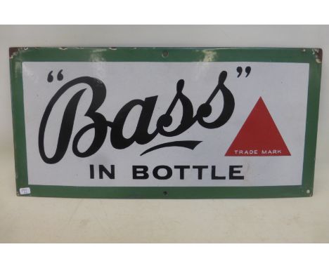 A good 'Bass' In Bottle enamel sign of small size in excellent condition, 19 1/2 x 9 1/2".
