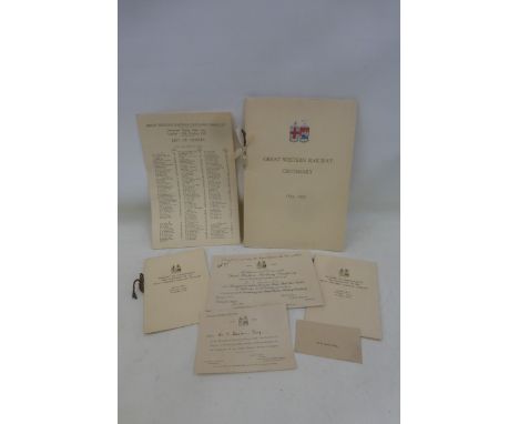 A Centenary of the Great Western Railway 1935 souvenir brochure, with illustrations and guest list for the banquet held at Gr