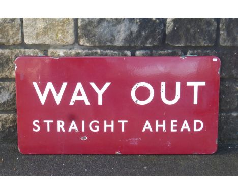 A Midland region 'Way Out Straight Ahead' enamel railway sign, 36 1/4 x 18".