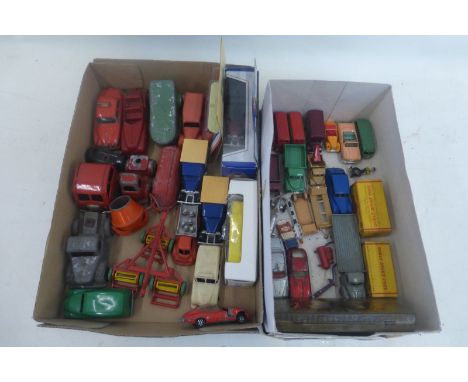 Two trays of die-cast models including two boxed Dinky Dublo models, Lesney, plastic etc.